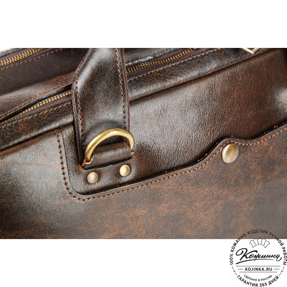 Кожаная мужская сумка-рюкзак "Генри" (коричневый эксклюзив)